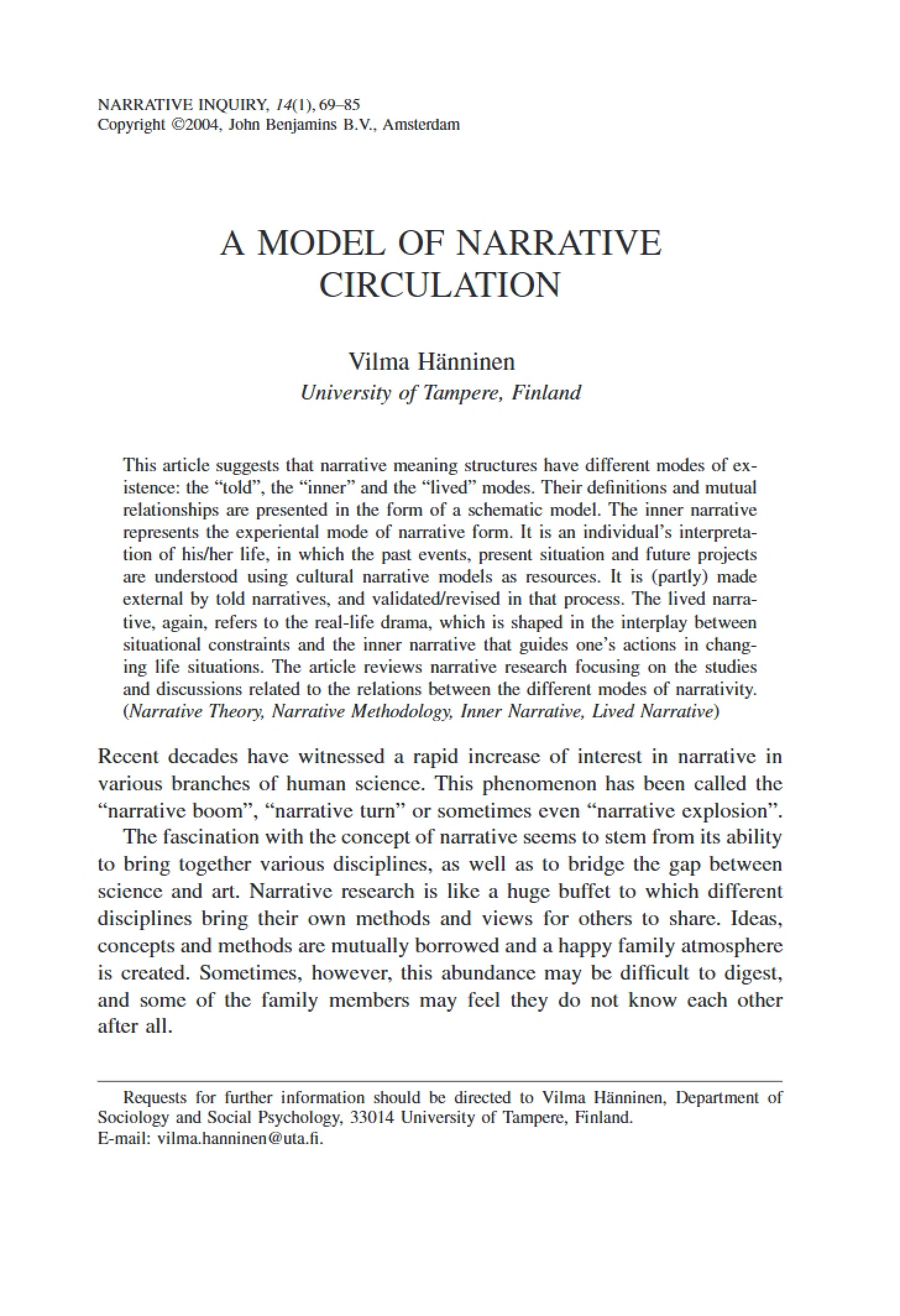 Narrative Circulation Model