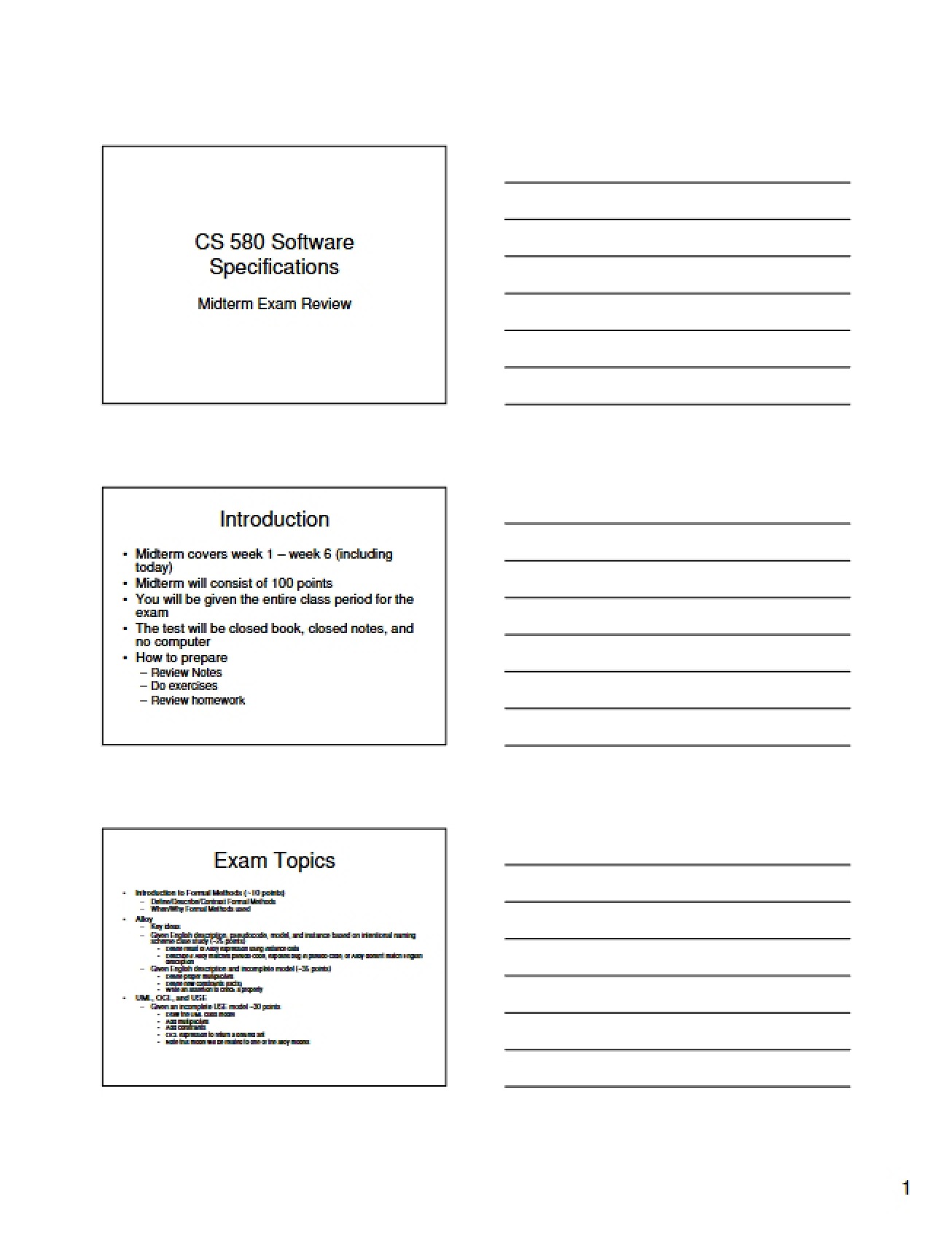 Midterm Review Specification of Software Systems