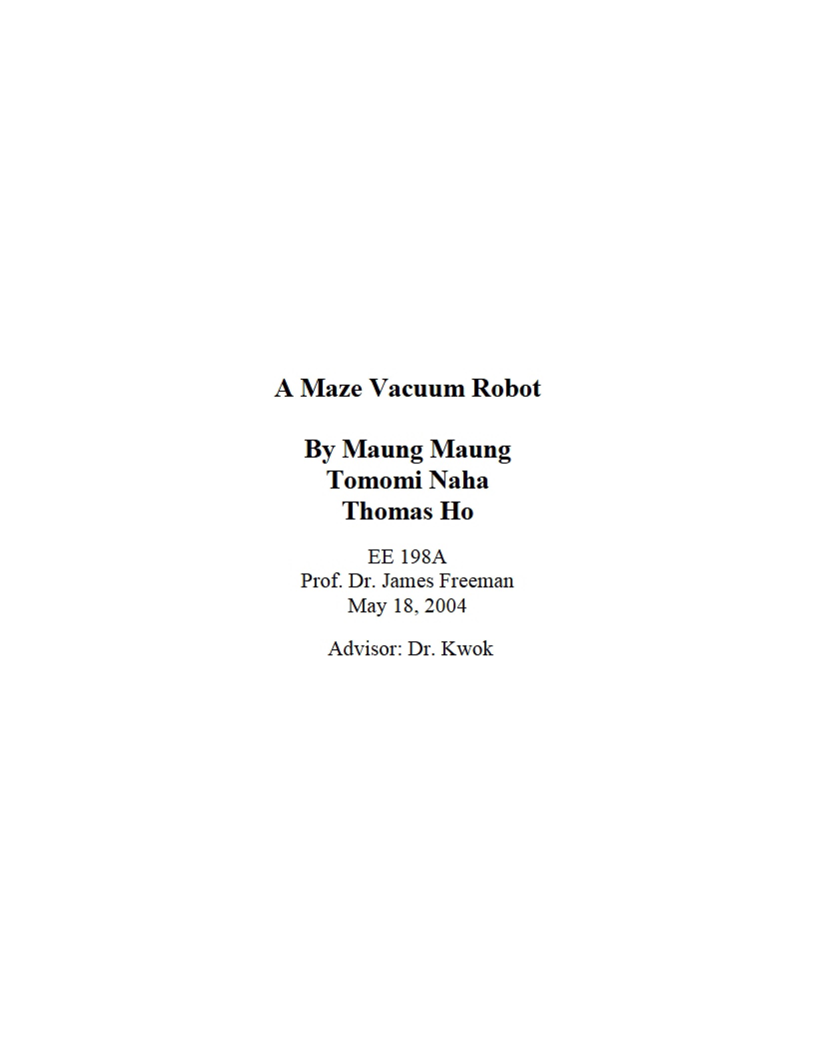 Vacuum Robot A Maze