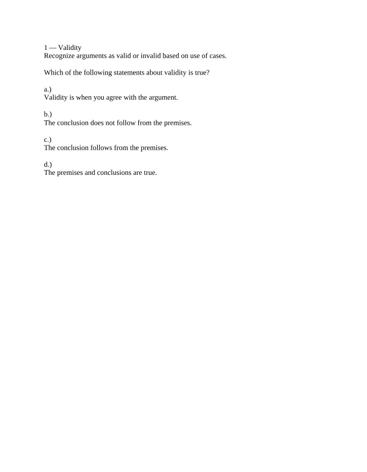 Questions on Validity