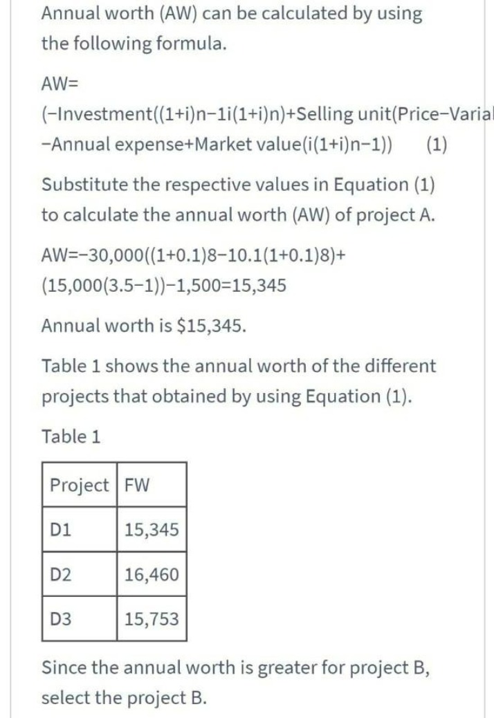Calculating Annual Worth of Projects - A Step-by-Step Guide
