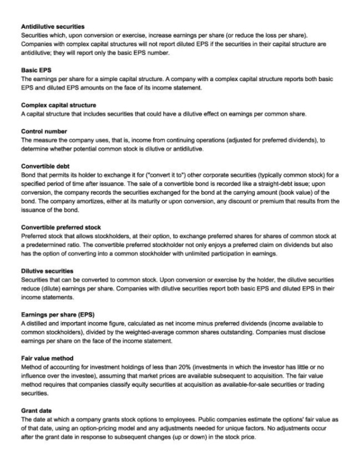 Impact of Antidilutive Securities on Earnings