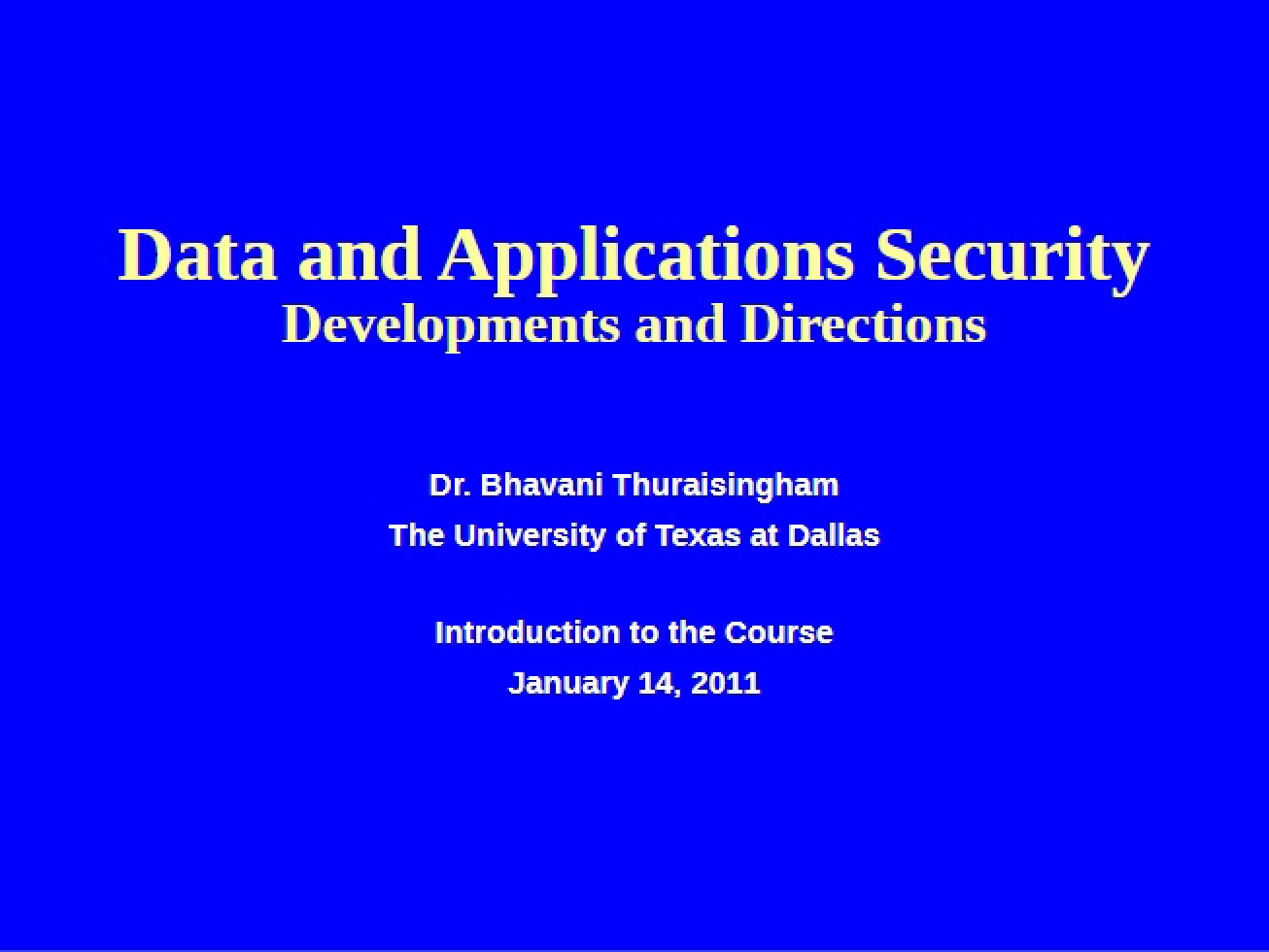 Intro to Data and App Security