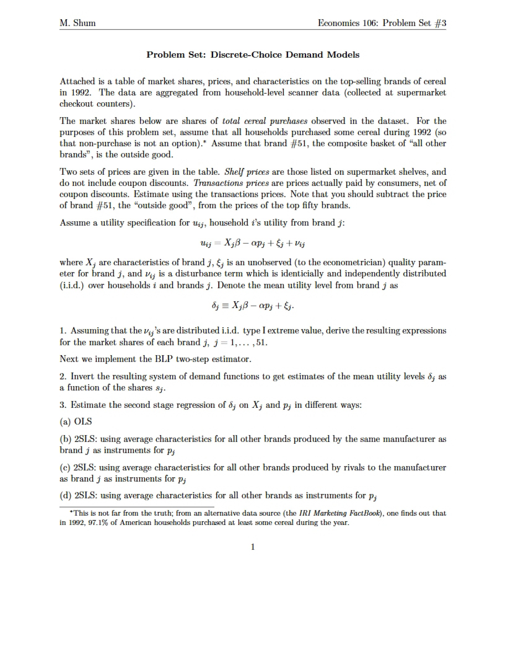Demand Models Discrete-Choice
