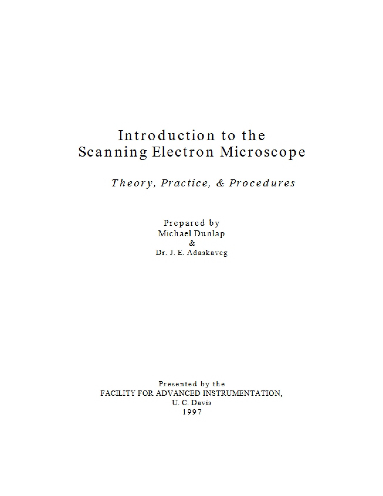 Scanning Electron Microscope An Introduction