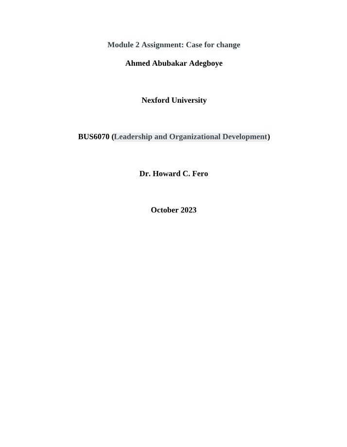 Case for Change Template - BUS 6070