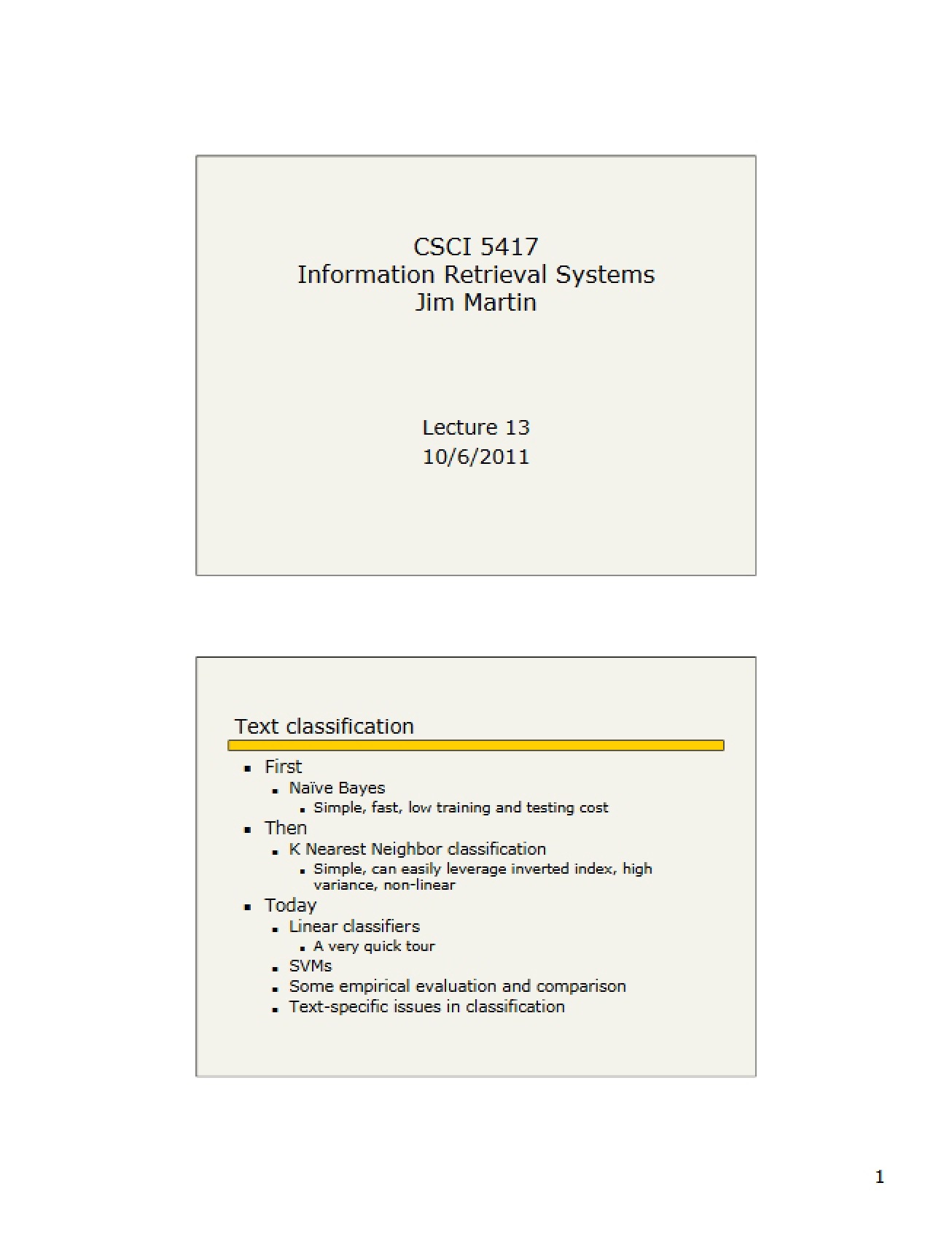 Thirteenth Lecture for Information Retrieval Systems