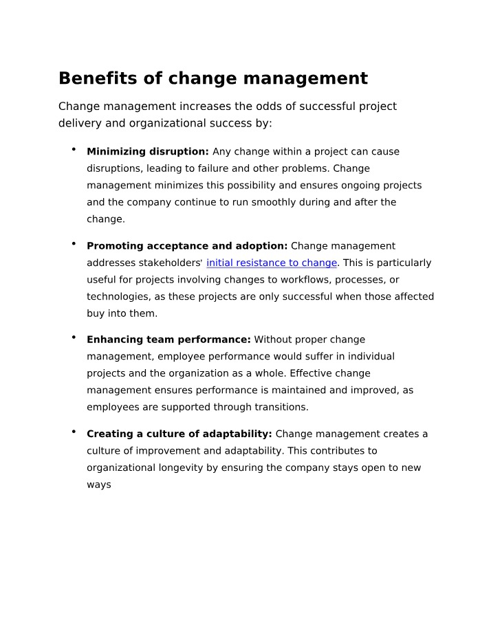 Change Management Benefits