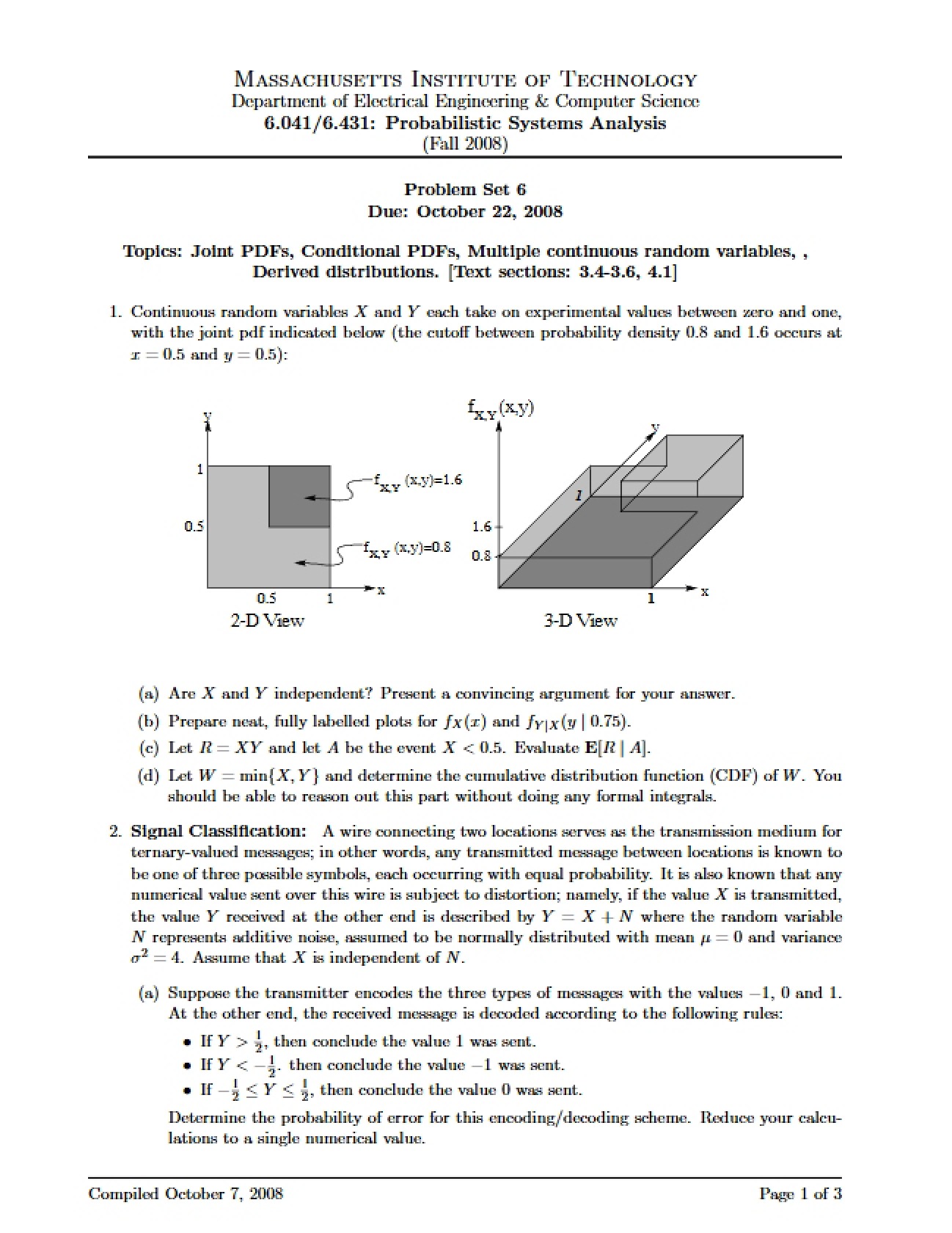 Sixth Problem Set