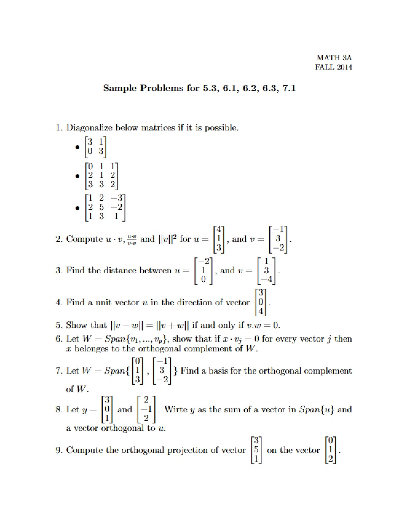 Problem Samples