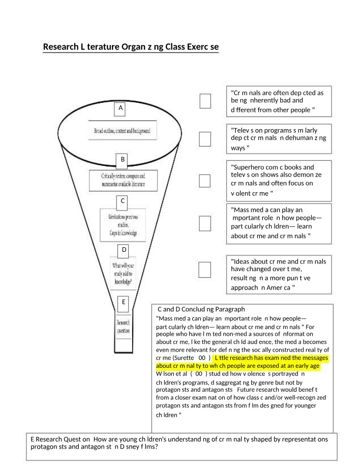 Research Literature Organizing Assignment (2023)