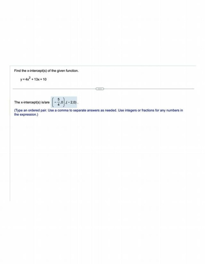 X-intercepts of Quadratic Functions