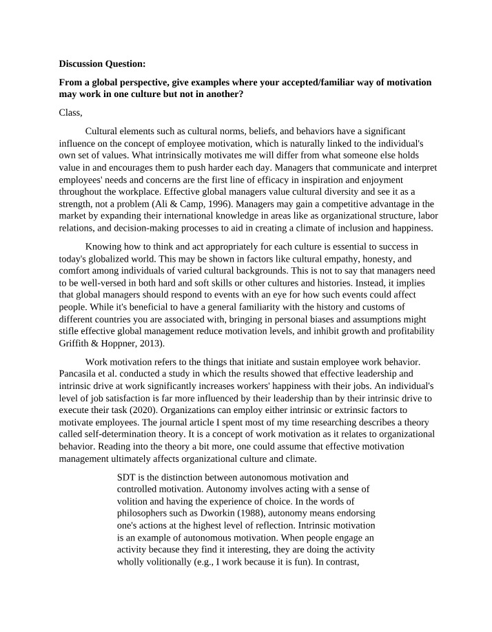 Culture's Influence on Employee Motivation - A Global Perspective