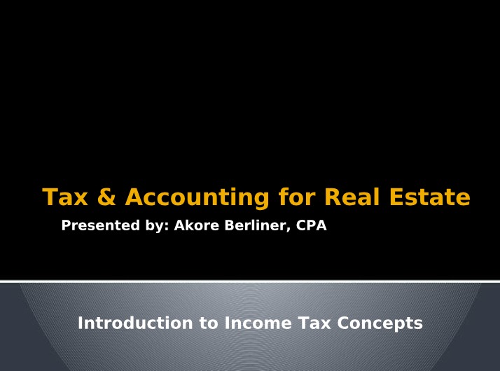 3a - Tax Overview for Real Estate Accounting