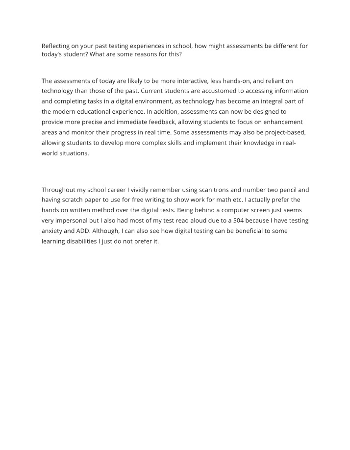 Reflections on Experiences with School Testing