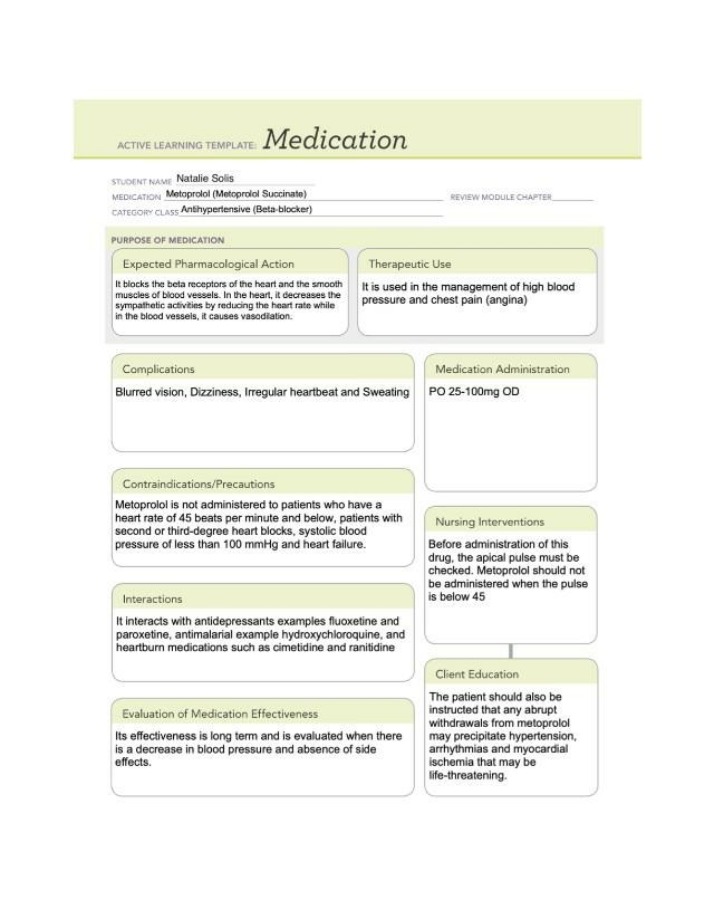 Medication Guide for Metoprolol