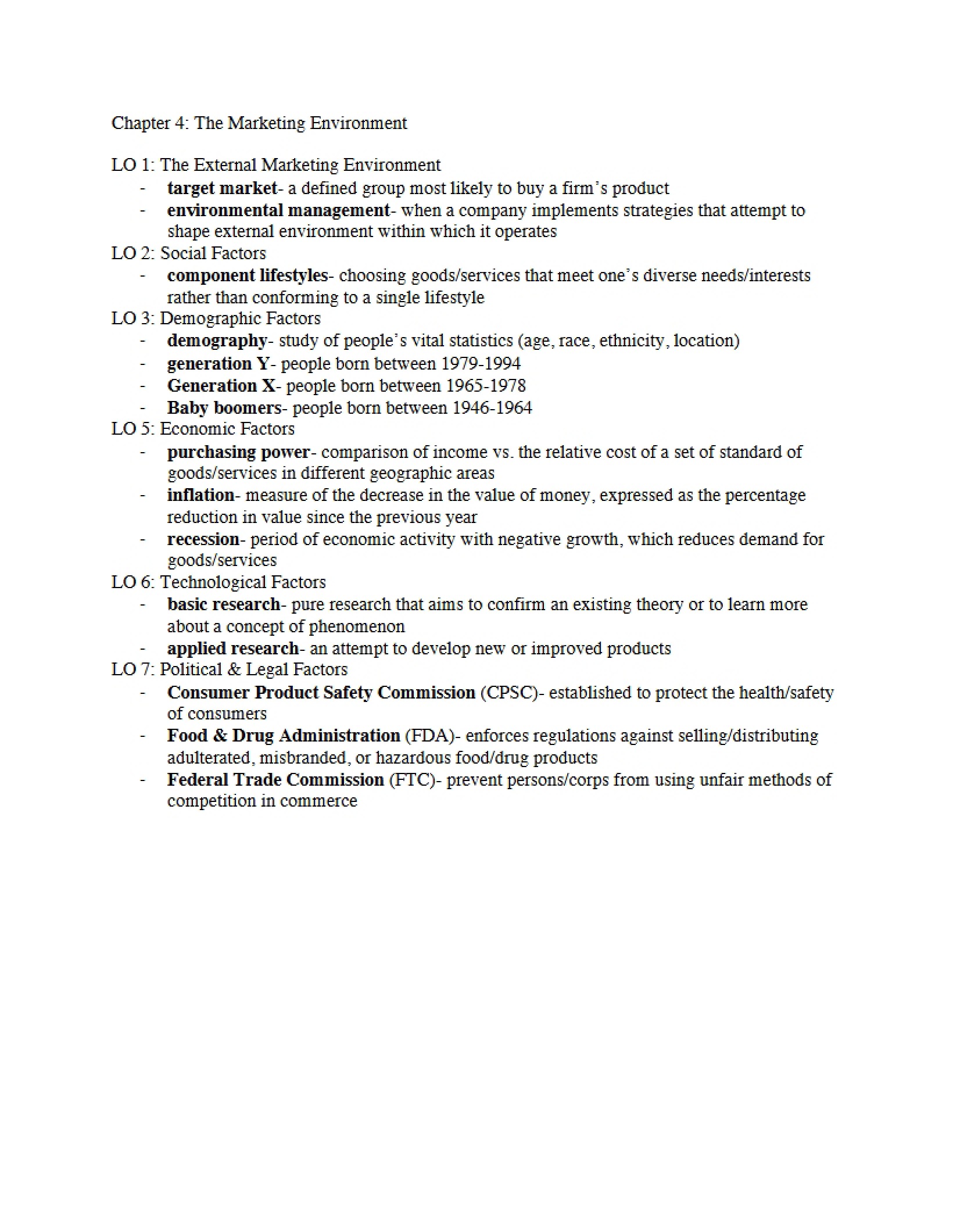 Marketing Environment - Chapter 4
