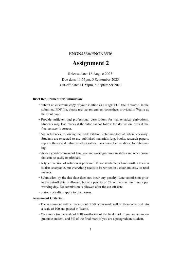 Assignment 2 - ENGN 3301