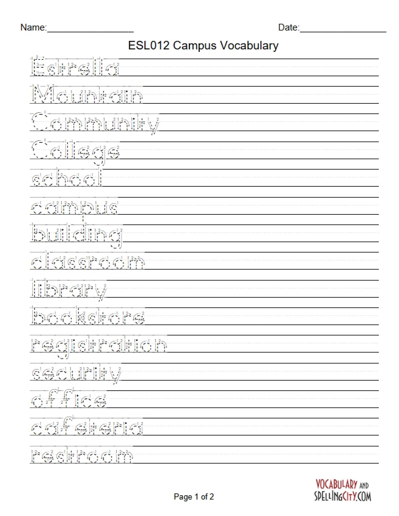 Vocabulary for Campus Life