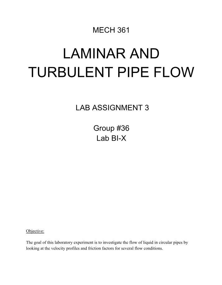 Investigating Velocity Profiles in Laminar and Turbulent Pipe Flow