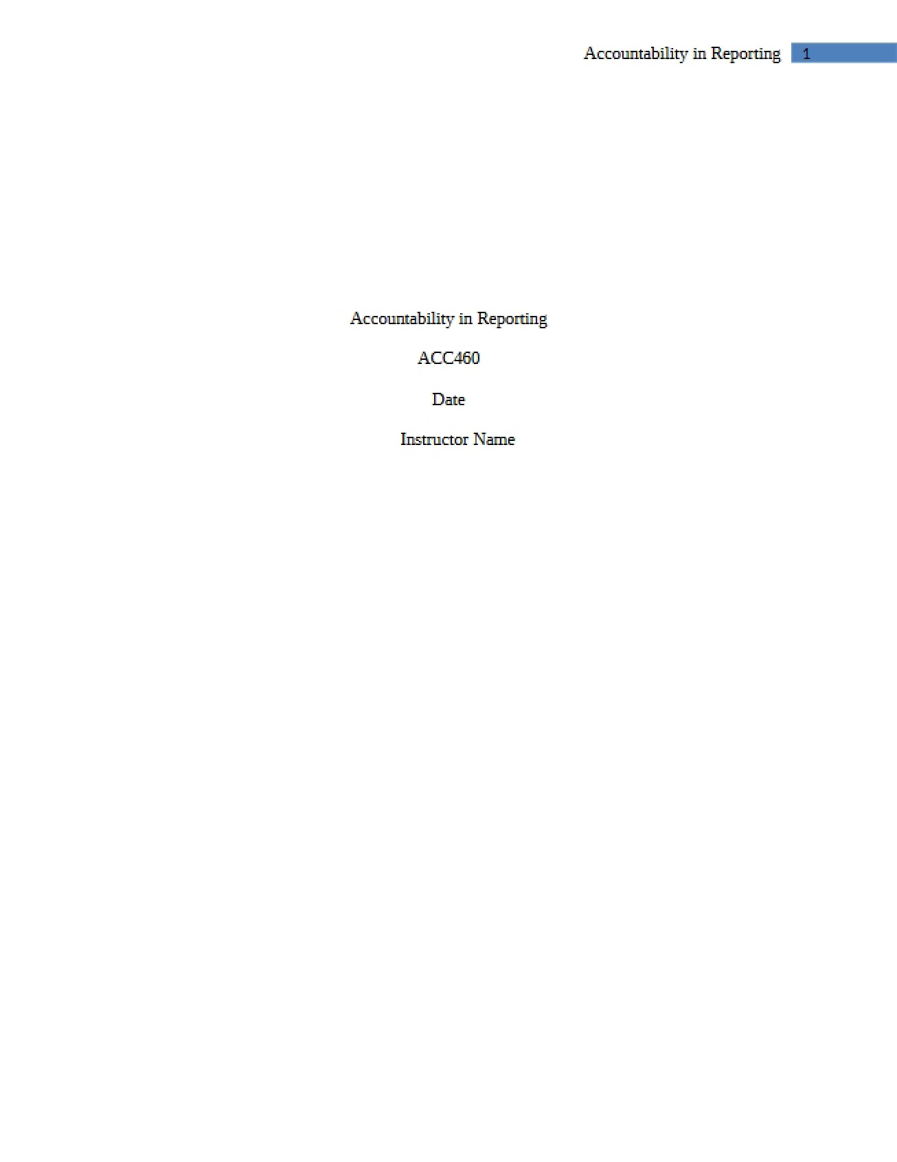 Reporting Accountability