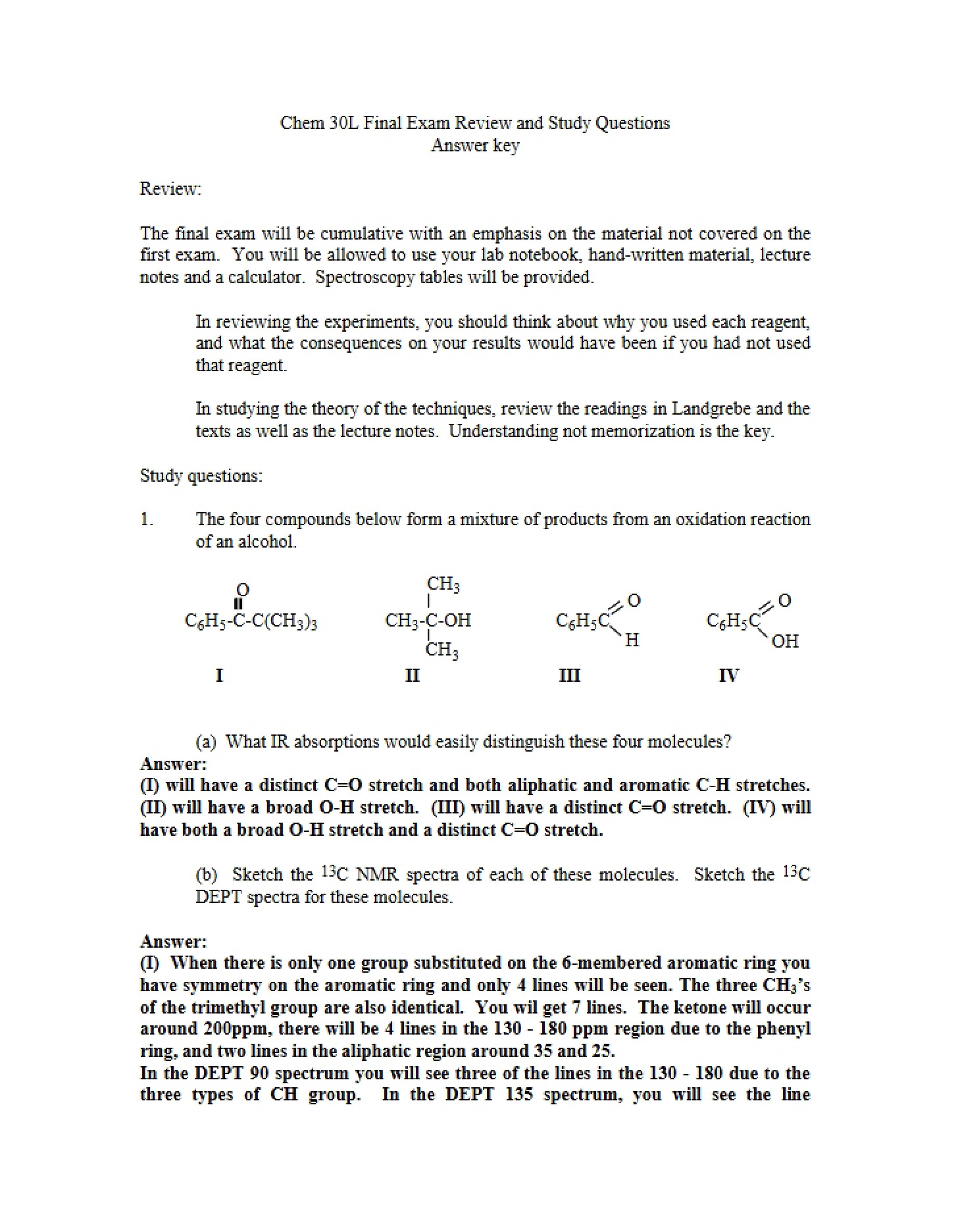 Study Questions and Review for Final Exam