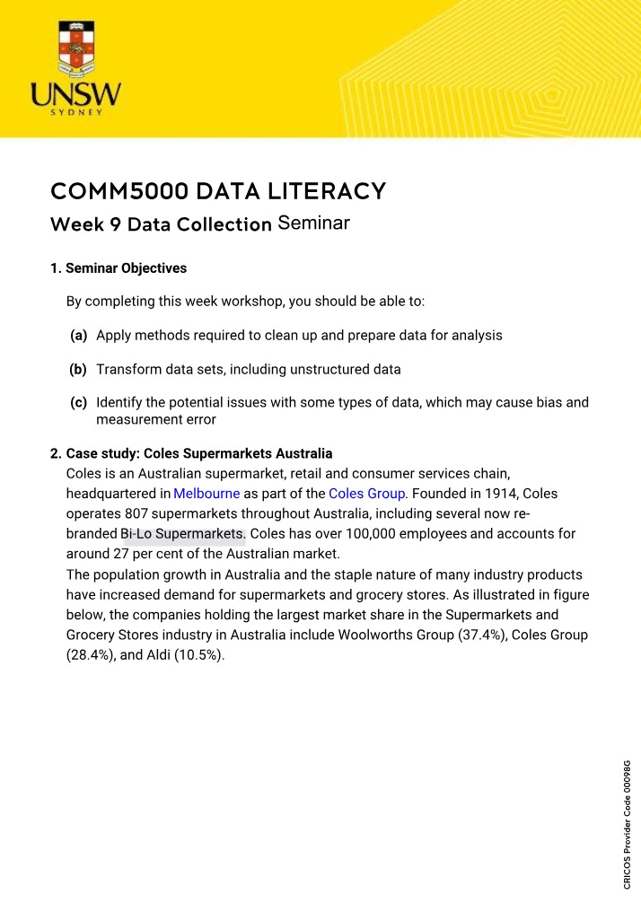 Week 9 Seminar 8 Questions