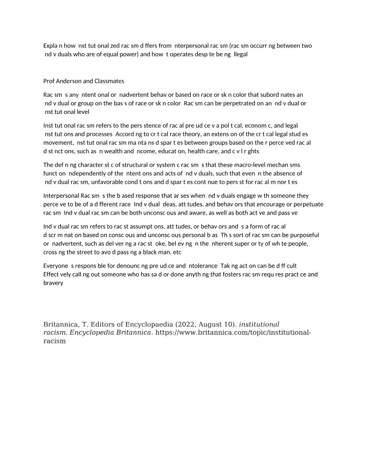 Institutional Racism - How It Differs