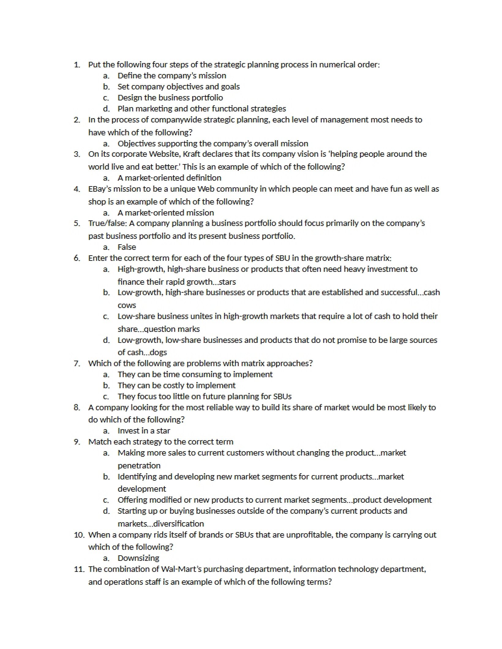 Marketing Practice Exam Chapter Two