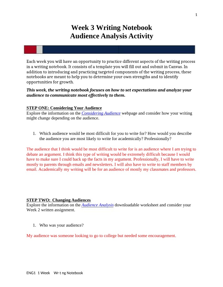 Writing Notebook for ENG 121 Week 3