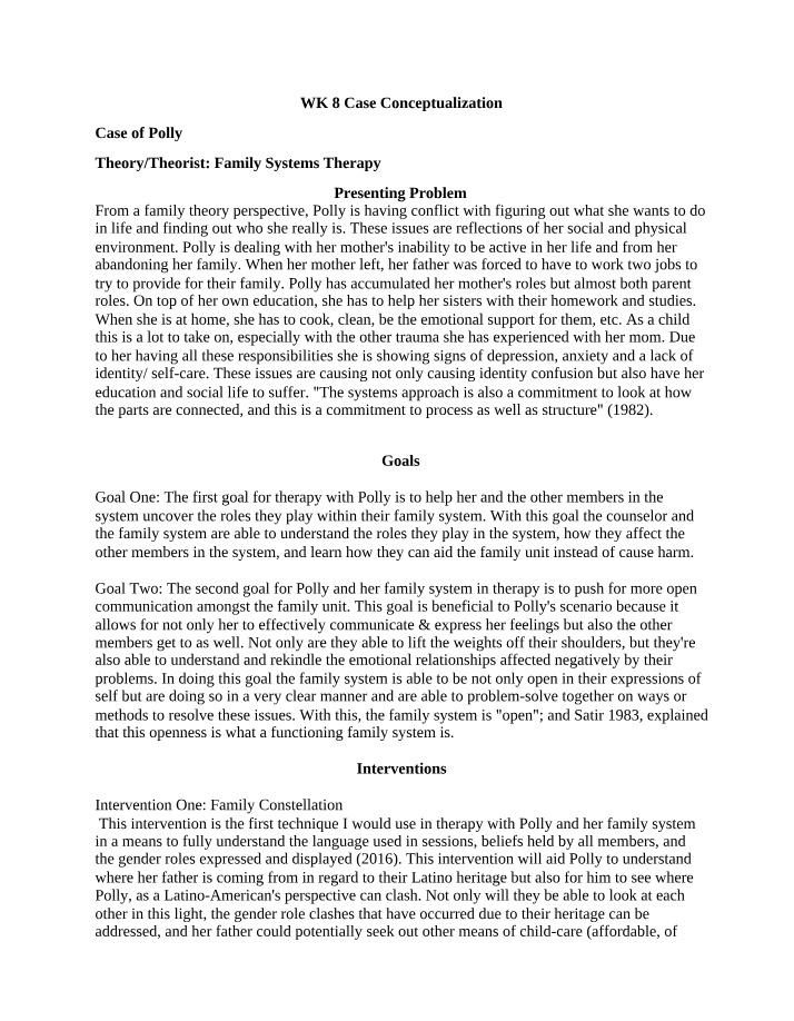Week 8 Case Conceptualization