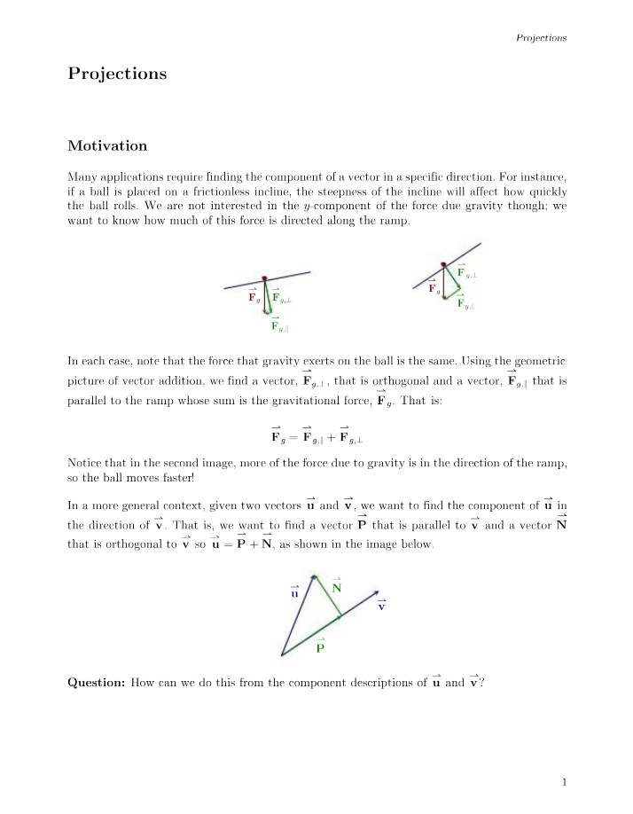 Summary of Projections