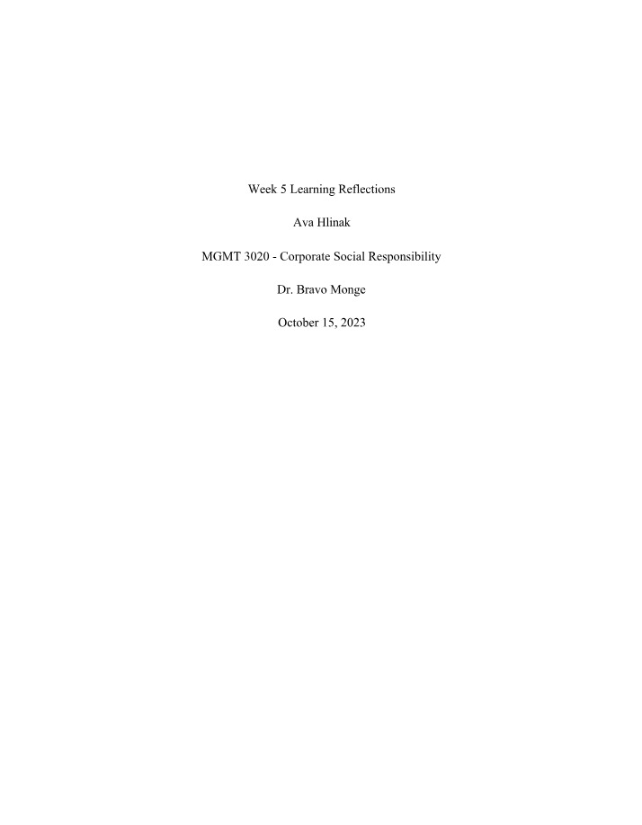 Learning Reflections for Week 5