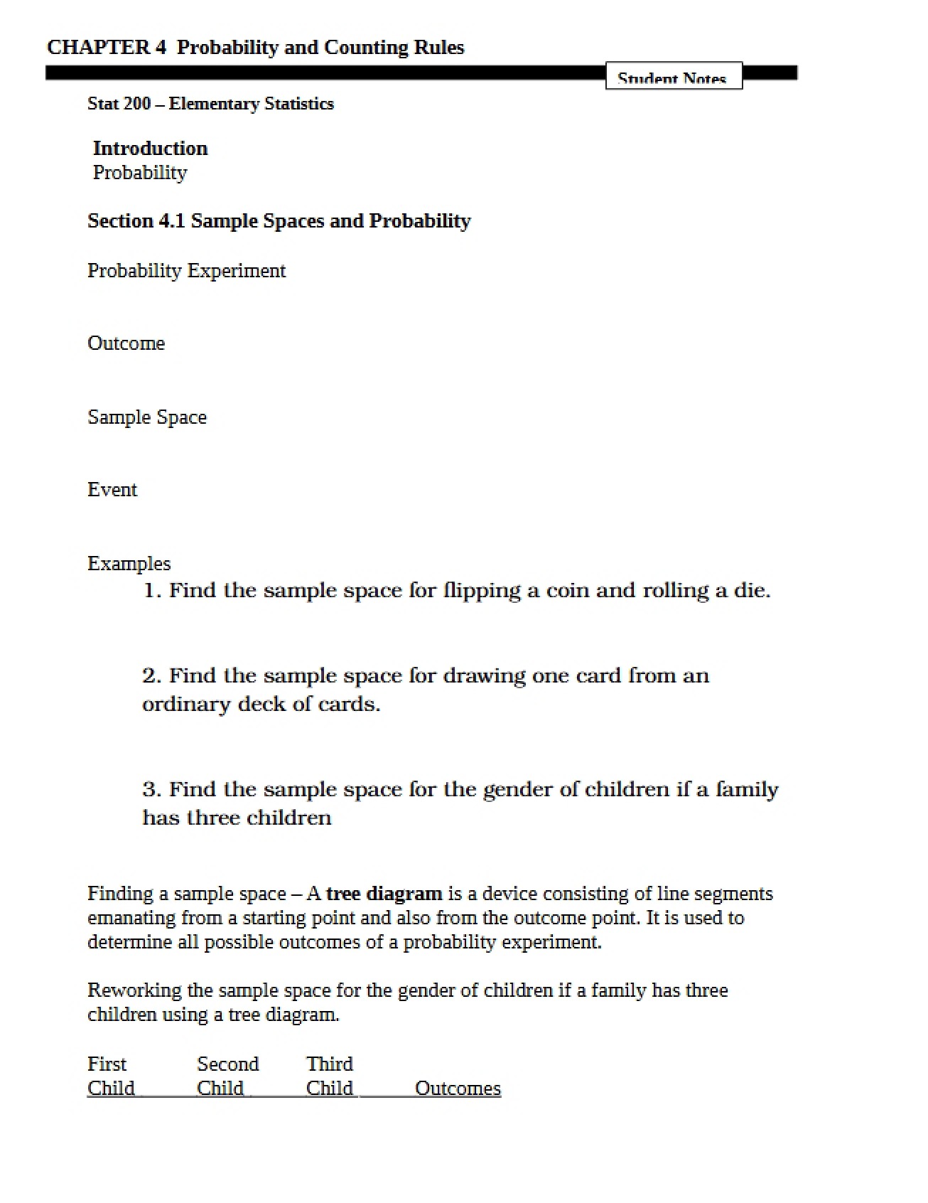 Chapter Four Student Notes