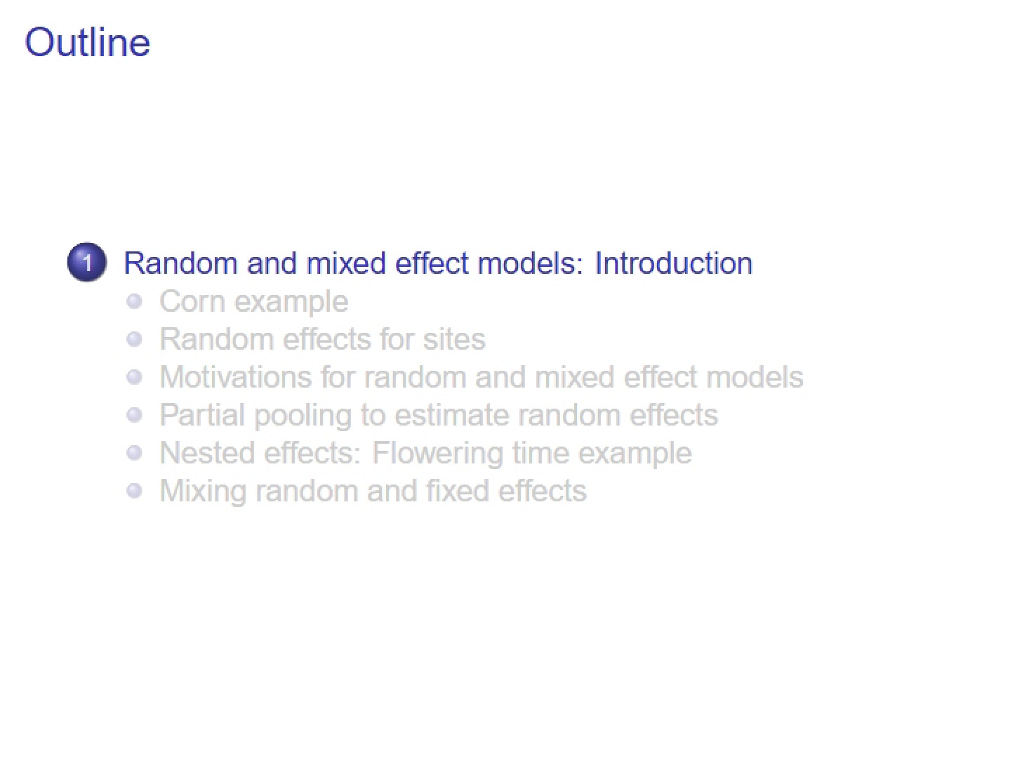 Introduction to Mixed and Random Effect Models