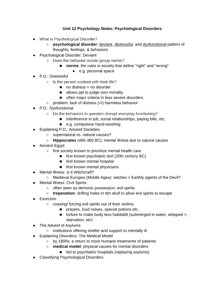 Psychological Disorders Types and Causes