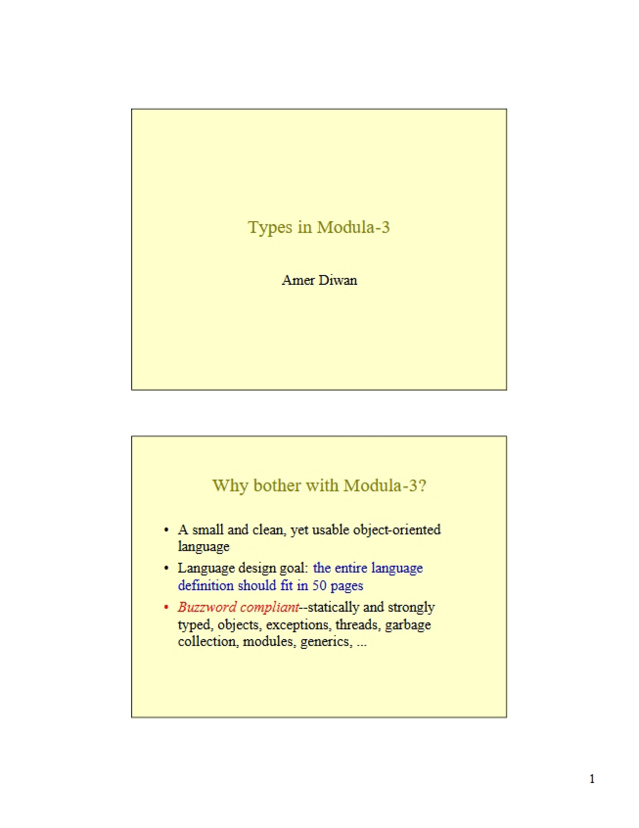 Modula-3 Type System