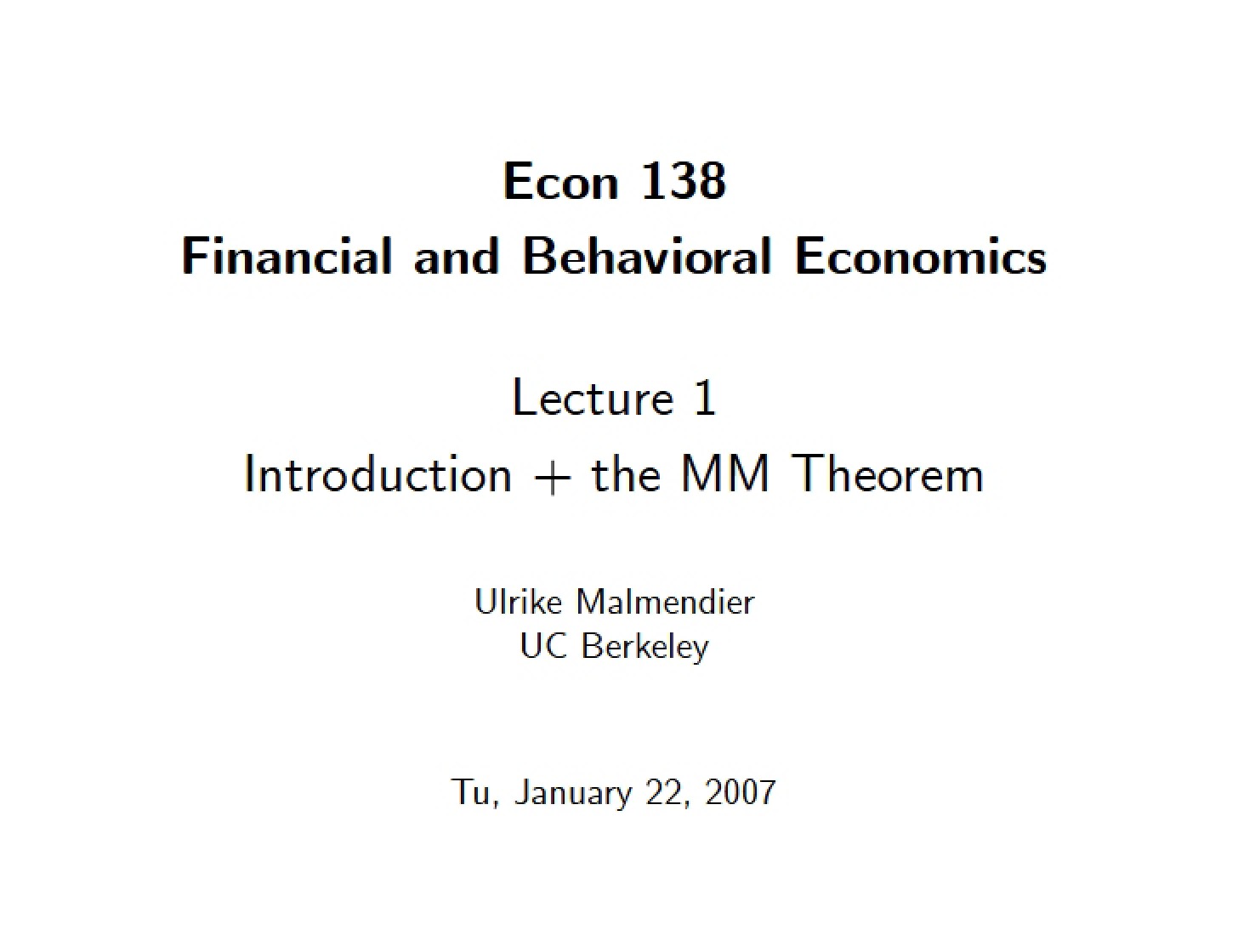 Lecture Handout