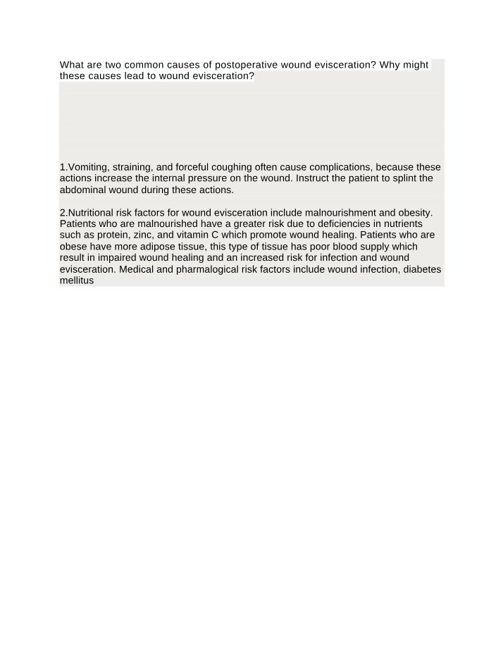 Postoperative Wound Evisceration - Common Causes