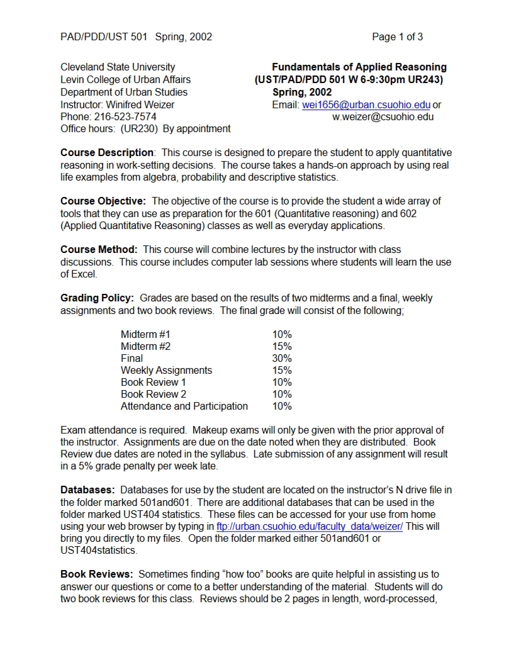 Syllabus Applied Reasoning