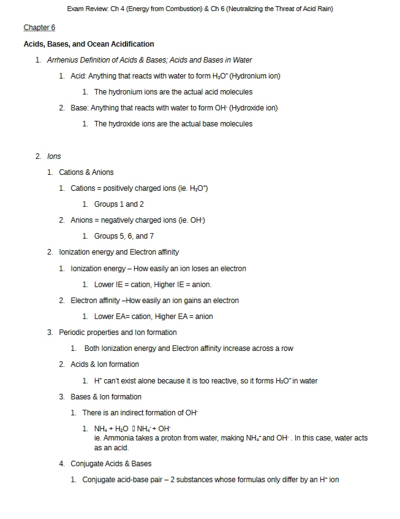 Review for Exam - Chapter 4