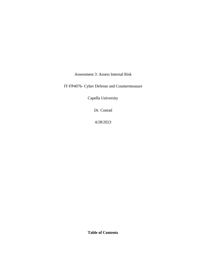 Assessing Internal Risks Using the NIST SP 800-30 Framework