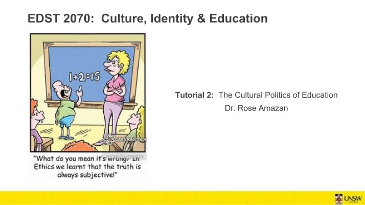 EDST2070 - Tutorial 2 - Culture, Identity & Education