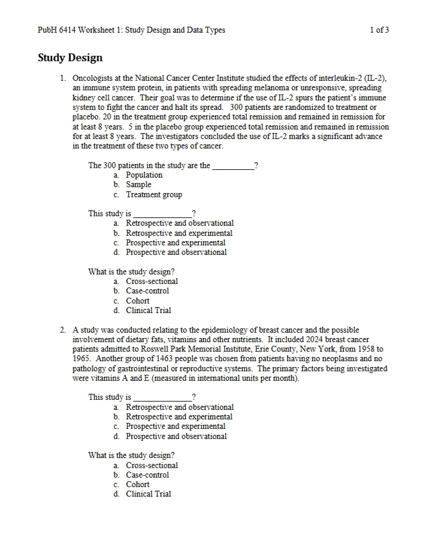 Data Types and Study Design
