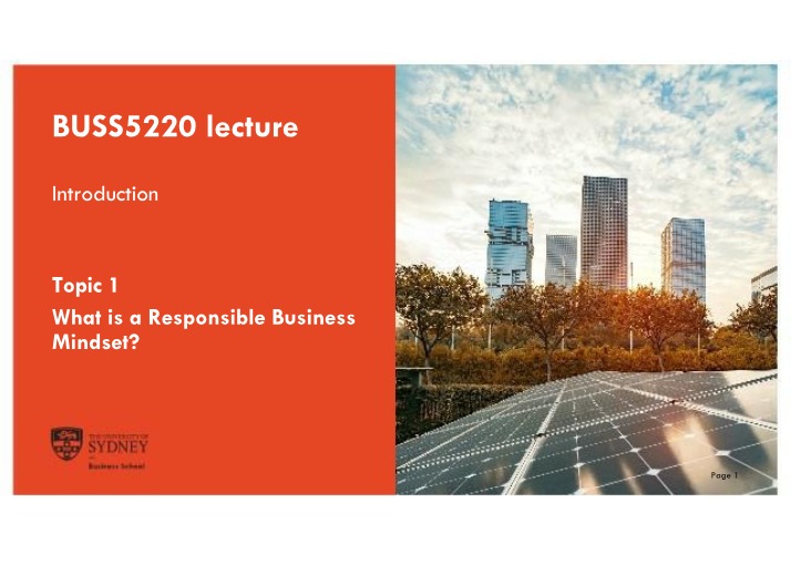 Topic 1 - BUSS5220