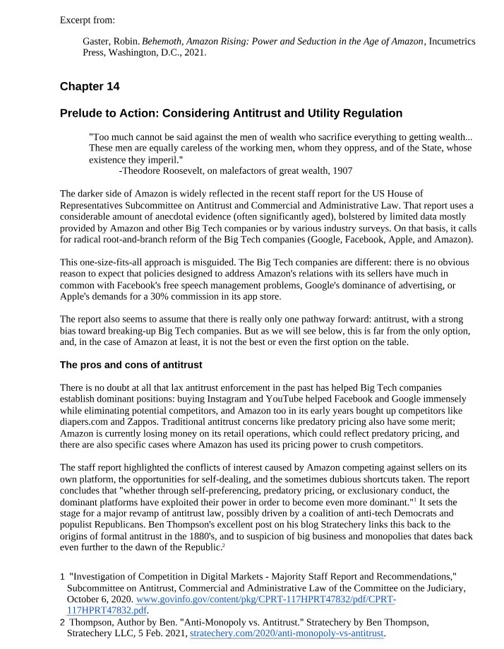 The Dark Side of Amazon - Antitrust and Utility Regulation