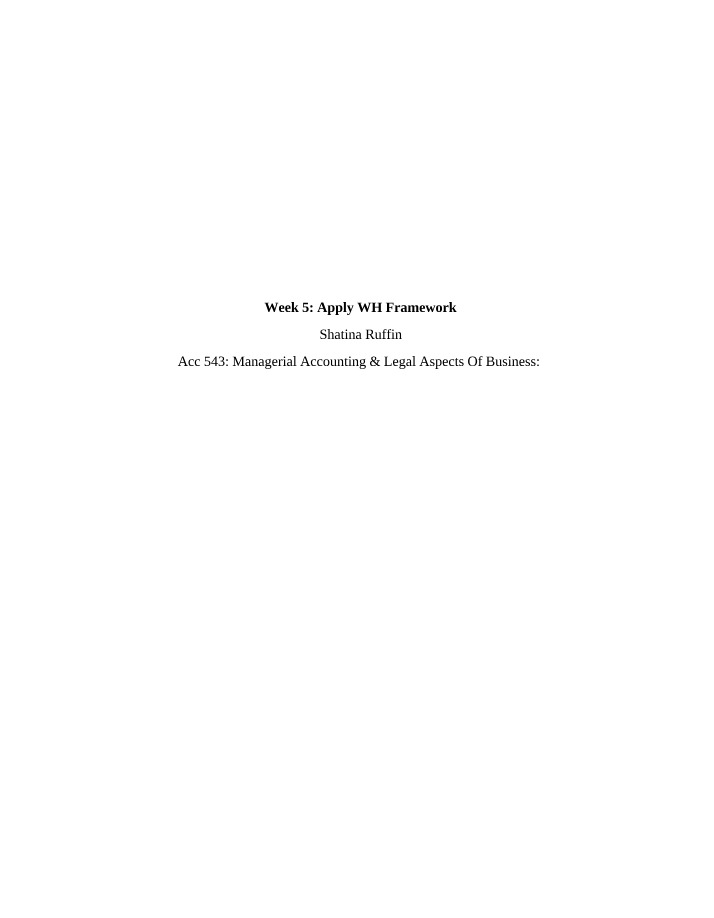 WH Framework in Legal and Managerial Accounting