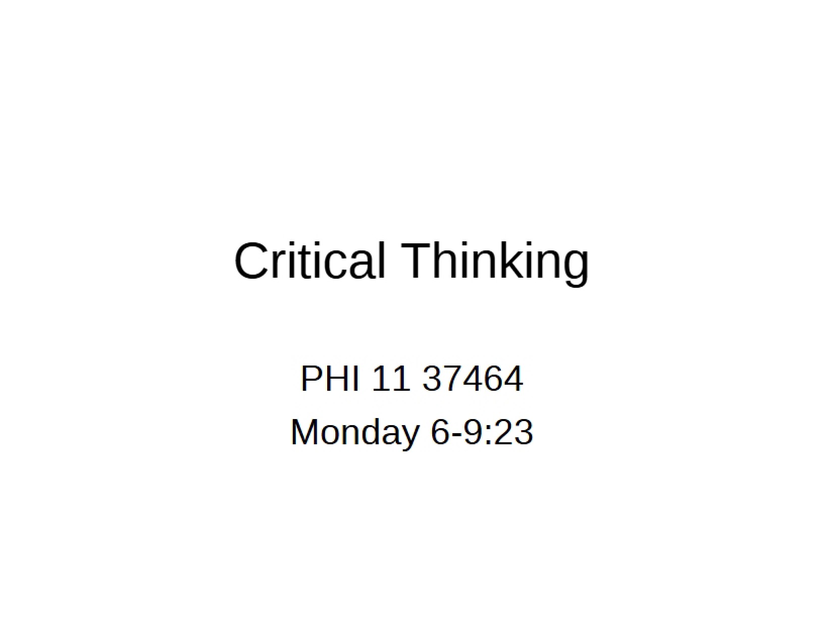 Critical Thinking Week One