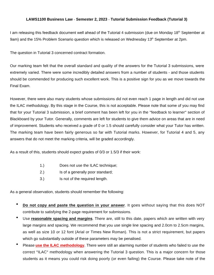 Tutorial 3 Submission Feedback - Improving Contract Formation