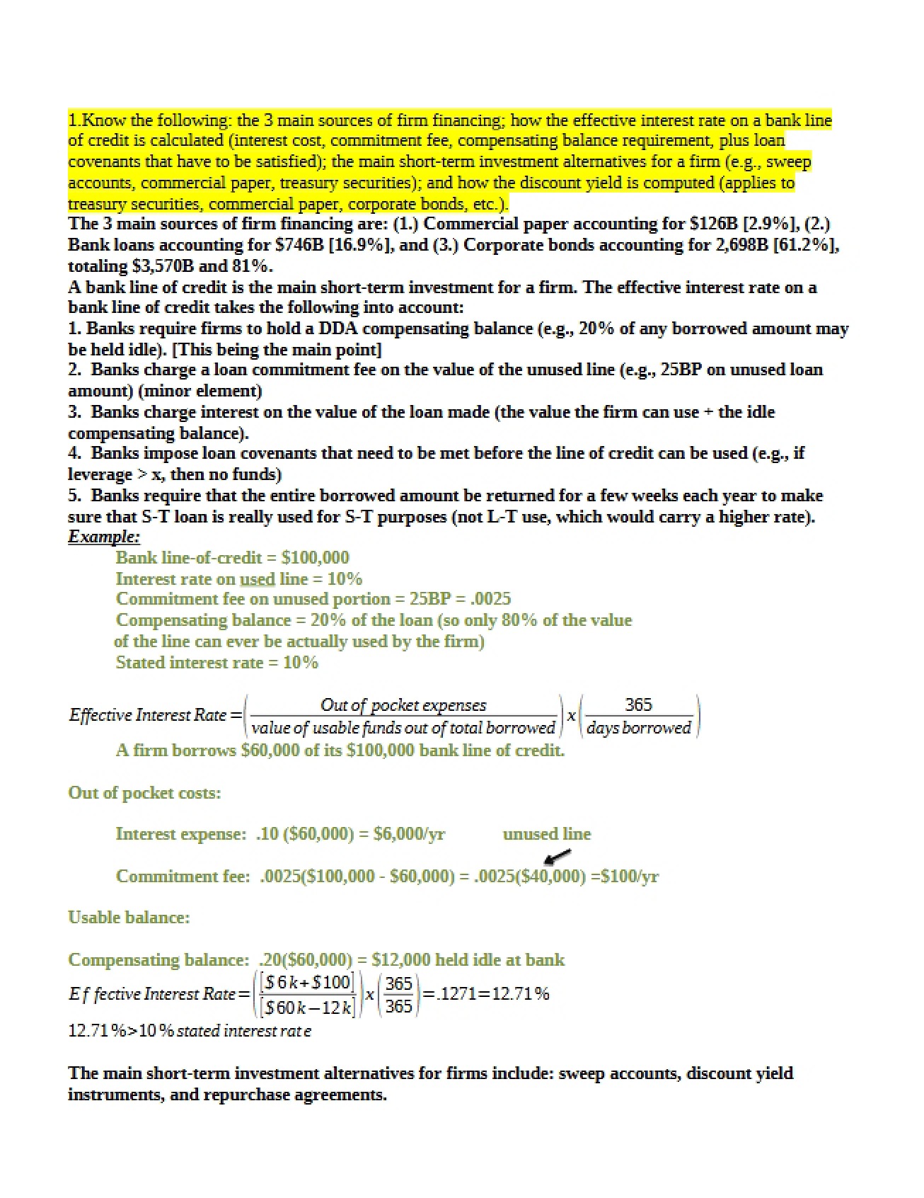 Lecture Notes on Short-Term Financial Management